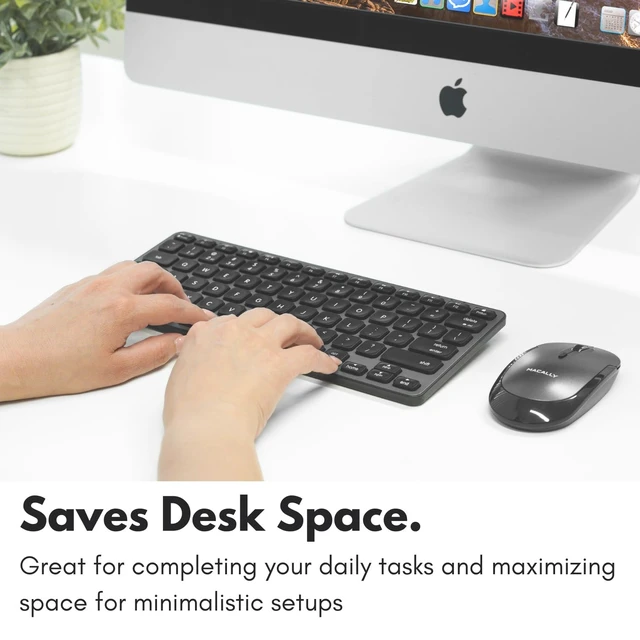 Alt view image 3 of 5 - Macally Compact Backlit Bluetooth Keyboard for Mac Space-Saving, Rechargeable Multi-Device Compatible Apple Wireless Keyboard for MacBook Pro/Air, iMac, Mac mini