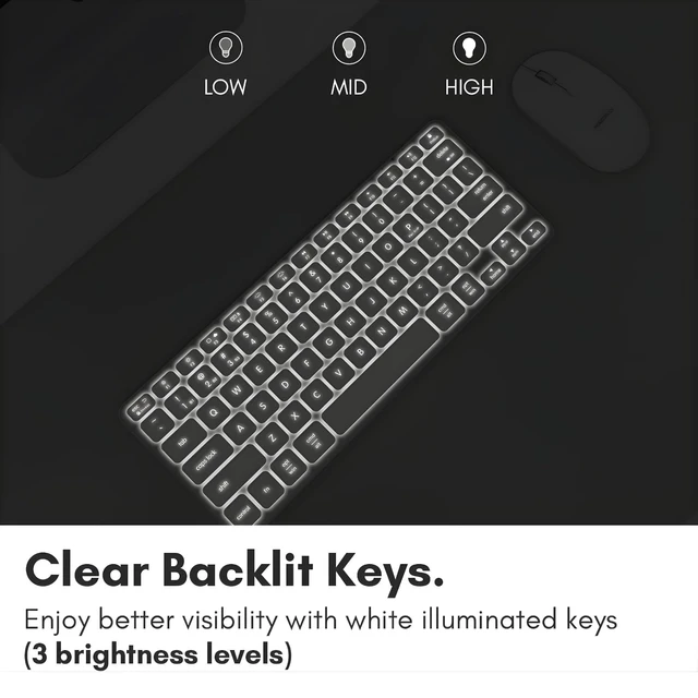 Alt view image 4 of 5 - Macally Compact Backlit Bluetooth Keyboard for Mac Space-Saving, Rechargeable Multi-Device Compatible Apple Wireless Keyboard for MacBook Pro/Air, iMac, Mac mini