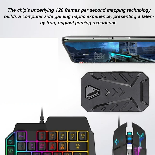 Alt view image 3 of 5 - Zunate Half Hand Gaming Keyboard and Mouse Combo, 3 in 1 Mobile Game Combo Pack, Half Hand Gaming Keyboard Set with Mobile Gamepad Controller, Mouse Converter for PC