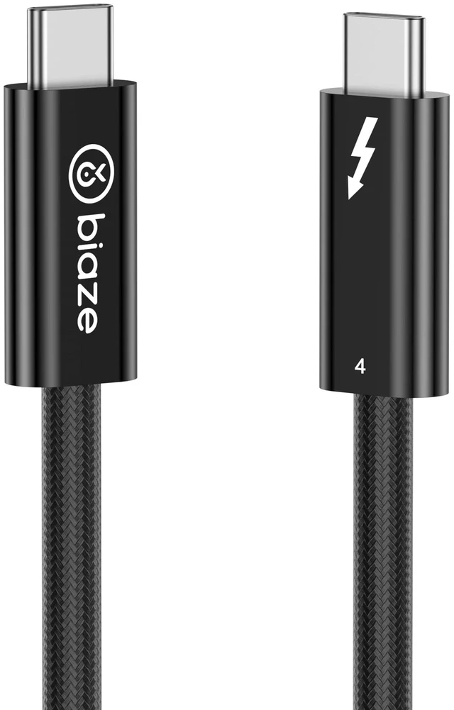 Main image of biaze Silver Plated Thunderbolt 4 Cable, 40Gbps Data Sync, 8K/6K@60Hz, 100W Charging (5FT)