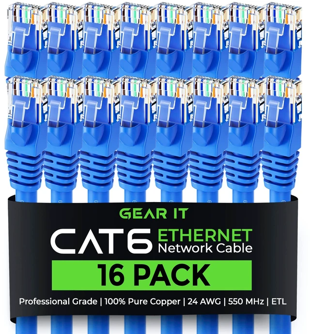 Main image of GEARit Cat6 Patch Cables Cat 6 Ethernet Cable 7 ft 16-Pack Blue