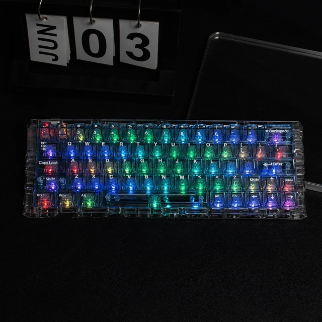 Alt view image 3 of 5 - mintcaps 128keys Keyboard Keycaps Shine Through Clear Blue Keycap Set, Cherry Transparent Key Caps for Cherry Gateron Mx Switches Mechanical Keyboard