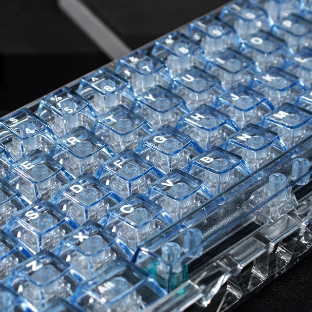 Alt view image 2 of 5 - mintcaps 128keys Keyboard Keycaps Shine Through Clear Blue Keycap Set, Cherry Transparent Key Caps for Cherry Gateron Mx Switches Mechanical Keyboard