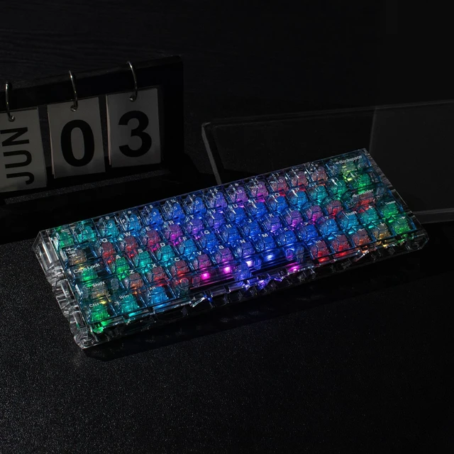 Alt view image 4 of 5 - mintcaps 128keys Keyboard Keycaps Shine Through Clear Blue Keycap Set, Cherry Transparent Key Caps for Cherry Gateron Mx Switches Mechanical Keyboard