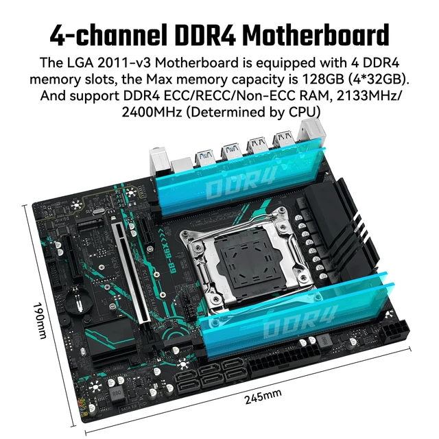 Alt view image 3 of 5 - SHANGZHAOYUAN X99 B9 Motherboard LGA 2011-3 for Intel Xeon E5 V3/V4 Core i7 Series Processors (DDR4 Max 128GB, PCIe 3.0, NVME/NGFF M.2, Gigabit LAN, SATA 3.0, USB 3.0) PC Server Motherboard M-ATX