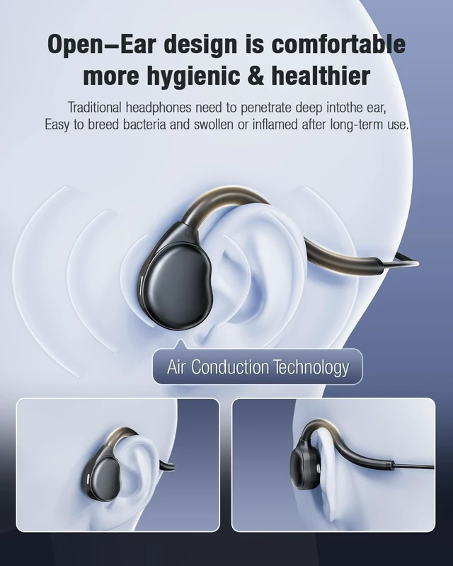 Alt view image 2 of 5 - USB-C Wired Headphones,Open Ear Headphones with Mic, Plug in Headset with Premium Sound Type-C Headset Perfect for with Laptop, New iPhone 15 & 16, Samsung & Android Type C Phones- Black