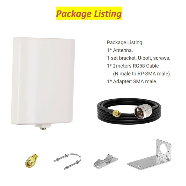 Alt view image 4 of 5 - SignalPlus WiFi Antenna Outdoor Long Range, Outdoor WiFi Directional Antenna, Dual Band WiFi Panel Antenna 2.4GHz 5.8GHz 5GHz, 15dBi, for WiFi Router, WiFi Access Point, AP, 3meter Cable, RP-SMA, SMA