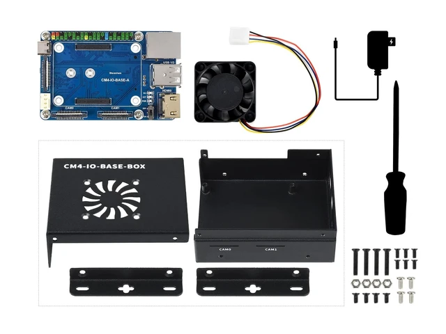 Alt view image 2 of 4 - Waveshare Mini-Computer Based On Raspberry Pi Compute Module 4 (NOT Included) Mini IO Board Lite Ver Metal Case with Cooling Fan