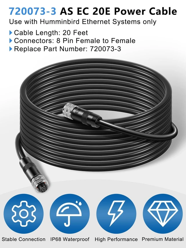 Alt view image 2 of 5 - yourour Replacement for 720073-3 AS EC 20E Ethernet Cable,20 Feet Female to Female Ethernet Cord, Compatible with SOLIX, Helix G2N, Helix G1, Onix, ION, 1100, 900, 800, 700 Series (20 Feet)