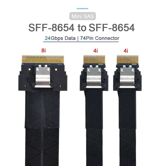 Alt view image 2 of 5 - chenyang CY SFF-8654 8i 74Pin Male to Dual SFF-8654 4i 38Pin Male PCI-E Ultraport Slimline SAS Slim 4.0 Cable 40cm PCI-Express