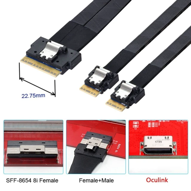 Alt view image 3 of 5 - chenyang CY SFF-8654 8i 74Pin Male to Dual SFF-8654 4i 38Pin Male PCI-E Ultraport Slimline SAS Slim 4.0 Cable 40cm PCI-Express