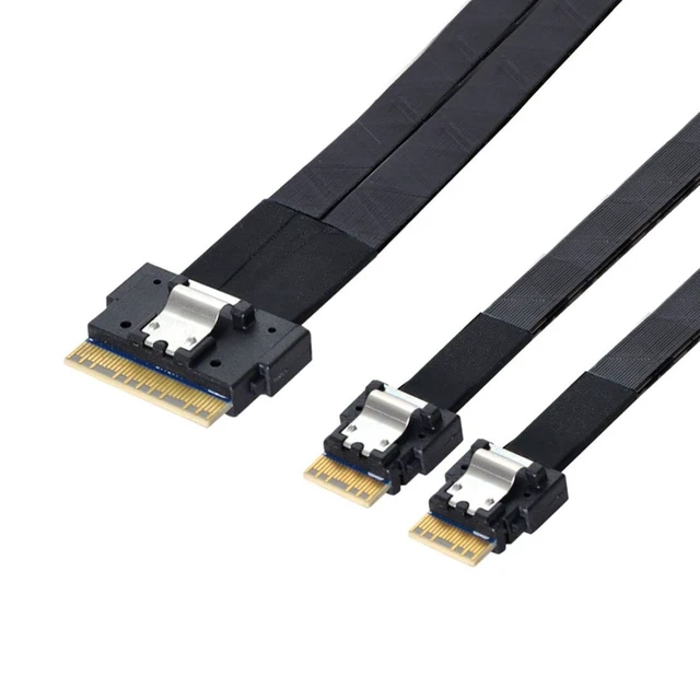 Alt view image 5 of 5 - chenyang CY SFF-8654 8i 74Pin Male to Dual SFF-8654 4i 38Pin Male PCI-E Ultraport Slimline SAS Slim 4.0 Cable 40cm PCI-Express