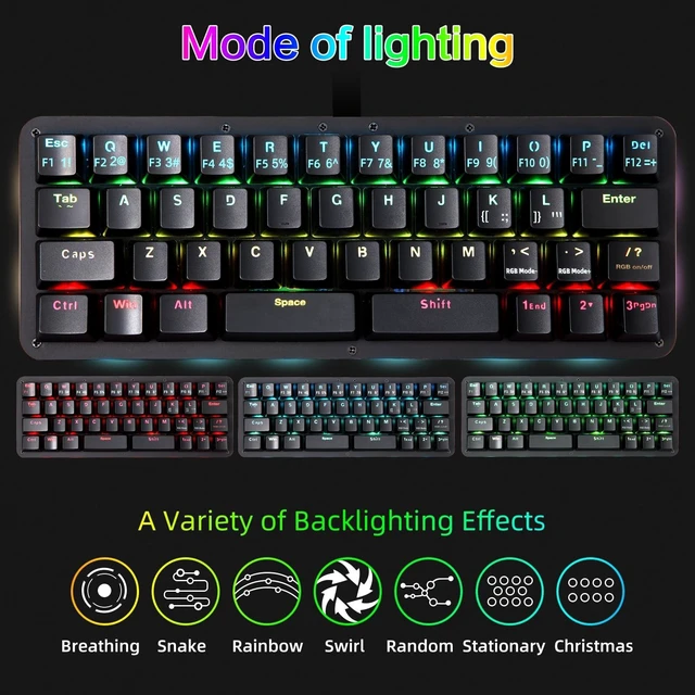 Alt view image 5 of 5 - Koolertron 40% Gaming Keyboard, Compact RGB Backlit Mechanical Keypad