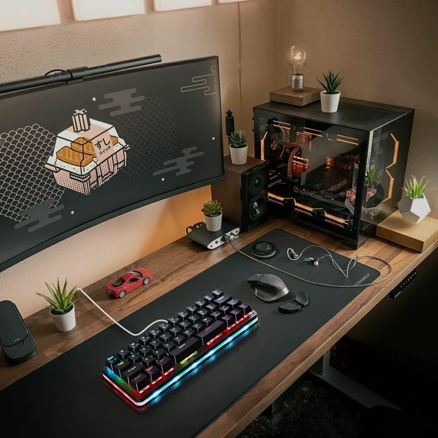 Alt view image 2 of 5 - Koolertron 40% Gaming Keyboard, Compact RGB Backlit Mechanical Keypad