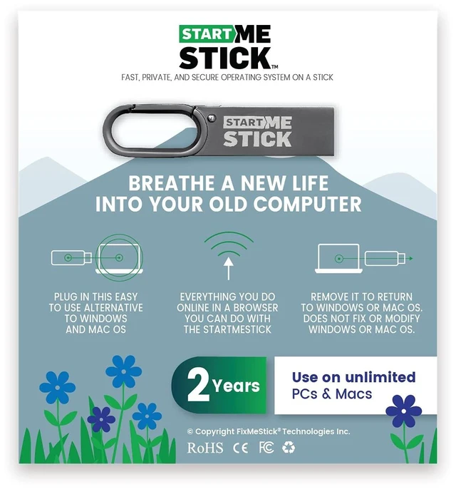 Main image of StartMeStick - Breathe a New Life Into Your Old Computer, Plug-in Operating System, Unlimited Use on Unlimited PCs and Macs for 2 Years