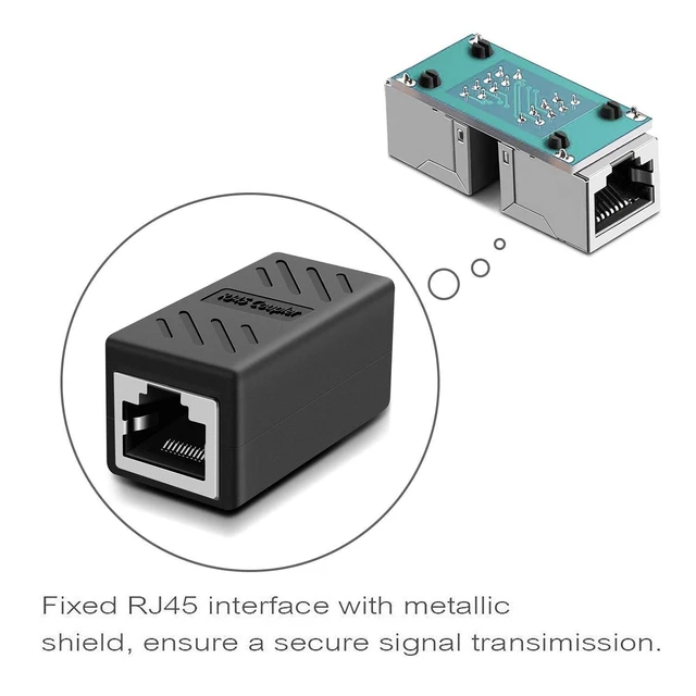 Alt view image 3 of 5 - Y.D.F RJ45 Coupler, Ethernet Connectors, Shielded in-Line Coupler for Cat7/Cat6/Cat5e/Cat5 Ethernet Cable Extender Connector - Female to Female (Black-20 Pack)