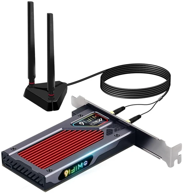 Main image of FENVi AX210 WiFi 6E PCIe WiFi Card, Tri-Band 5400Mbps, Bluetooth 5.3, with RGB Lightning for Gaming, Compatible with Windows 11/10