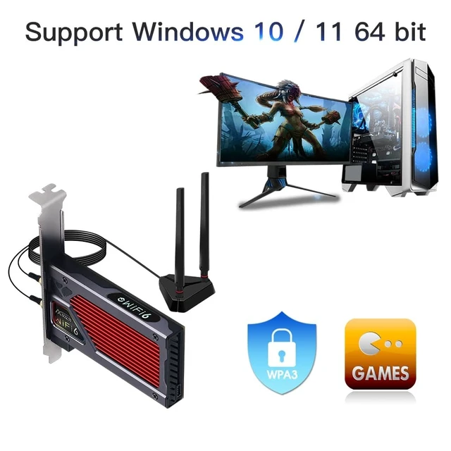 Alt view image 4 of 5 - FENVi AX210 WiFi 6E PCIe WiFi Card, Tri-Band 5400Mbps, Bluetooth 5.3, with RGB Lightning for Gaming, Compatible with Windows 11/10