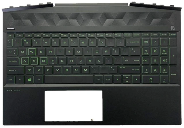 Main image of Replacement for HP Gaming Pavilion 15-DK 15-DK0126TX TPN-C141 Laptop Upper Case Palmrest Green Backlit Keyboard Assembly Part L57593-001 AP2K8000310