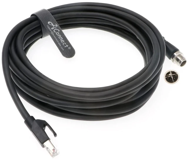 Main image of AConnect M12-RJ45-XCode-Ethernet-Shielded-Industrial Cable for Cognex Industrial Camera M12 8Pin X-Code Male to RJ45 Cat6a Flexible Waterproof 16Ft^^5M