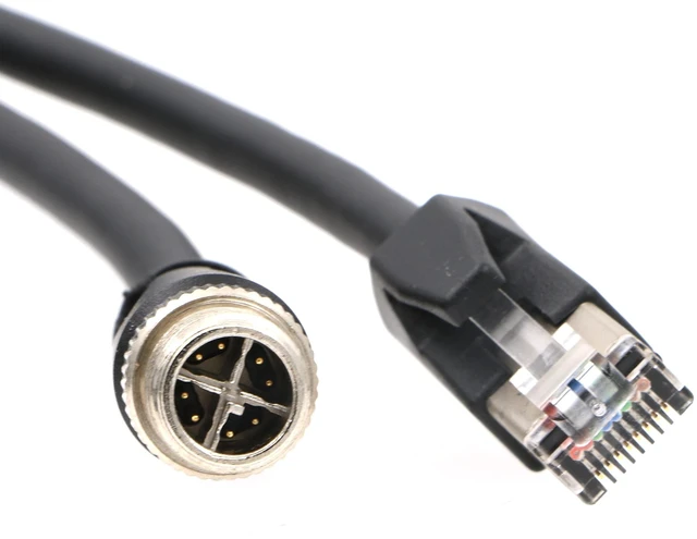 Alt view image 5 of 5 - AConnect M12-RJ45-XCode-Ethernet-Shielded-Industrial Cable for Cognex Industrial Camera M12 8Pin X-Code Male to RJ45 Cat6a Flexible Waterproof 16Ft^^5M