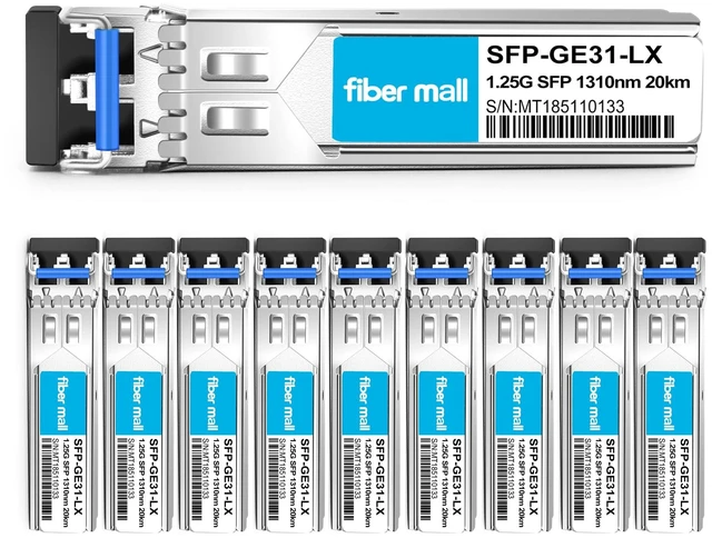 Main image of FiberMall 1G SFP LX for HPE Procurve J4859C/J4859B/J4859A/HPE Aruba J4859D 1000BASE-LX/LH 1.25Gb/s Mini-GBIC SFP Transceiver Module, Single Mode, 1310nm, 20km LC DOM, Pack of 10