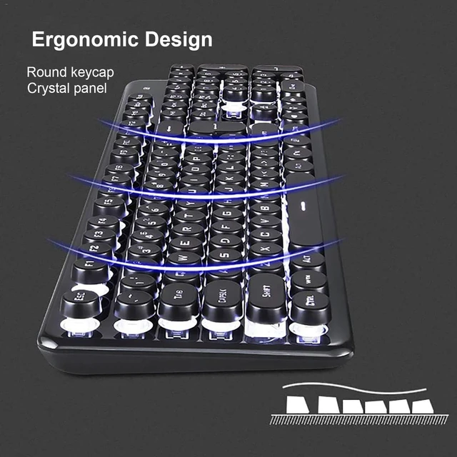 Alt view image 2 of 5 - Gaming Keyboard and Mouse Combo, 2.4Ghz Wilress Keyboard with LED White Backlit 104-Key Full Size Ergonomic and Optial Mice for PC/Laptop
