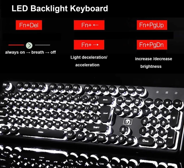 Alt view image 4 of 5 - Gaming Keyboard and Mouse Combo, 2.4Ghz Wilress Keyboard with LED White Backlit 104-Key Full Size Ergonomic and Optial Mice for PC/Laptop