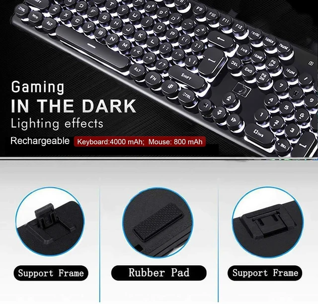 Alt view image 5 of 5 - Gaming Keyboard and Mouse Combo, 2.4Ghz Wilress Keyboard with LED White Backlit 104-Key Full Size Ergonomic and Optial Mice for PC/Laptop