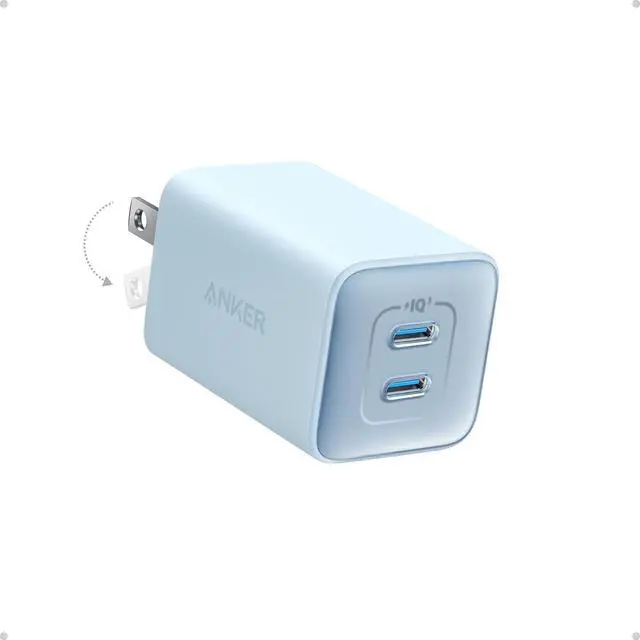 Main image of Nano 47W Fast Charger USB C 2-Port Compact Foldable USB C GaN Charger for iPhone 17/16 Galaxy Pixel Compatible with MagSafe (Blue)