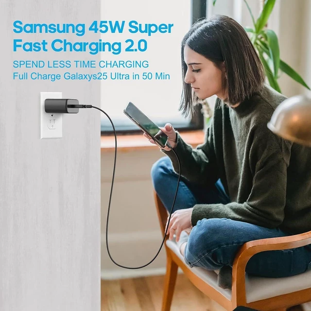 Alt view image 3 of 7 - 45W USB C Fast Charging Block Type C Wall Plug Charging Brick for Galaxy S26/S26 Ultra/S26+/S25 Ultra/S25/S25+/S24 Ultra/S24/S24+/S23/S23 Ultra/S23 Plus Note 10/Note Tab S8 Ultra