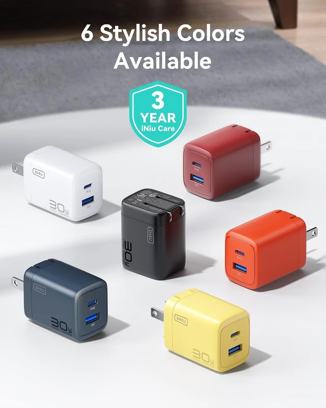 Alt view image 7 of 7 - USB C Charger 30W Type C Fast Charging 2-Port Adapter Charger Block