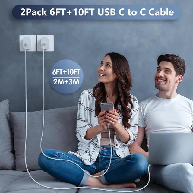Alt view image 7 of 7 - 40W for iPhone 17 16 Pro Max Charger Fast Charging 2-Pack Super Fast USB C Charger Block for iPhone 16/16 Pro Max/15 Plus Series/iPad Pro PD 3.0 Wall Charger with 6FT&10FT Long C Cable