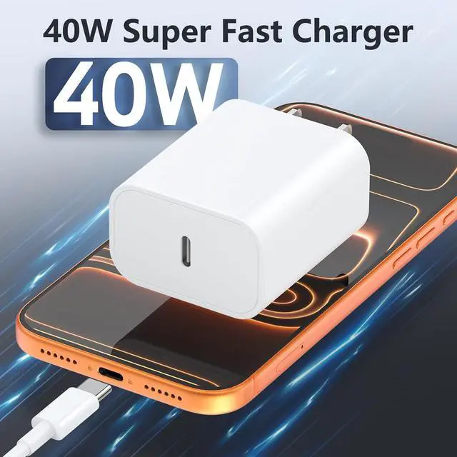Alt view image 2 of 7 - 40W for iPhone 17 16 Pro Max Charger Fast Charging 2-Pack Super Fast USB C Charger Block for iPhone 16/16 Pro Max/15 Plus Series/iPad Pro PD 3.0 Wall Charger with 6FT&10FT Long C Cable
