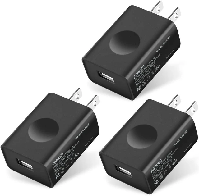 Main image of USB Wall Charger, FONKEN 3Pack 5V 2A Power Adapter Universal Travel Charger | USB Plug Cell Phone Charger Block Cube Compatible with iPhone, iPad, Google Nexus, Samsung, LG, HTC, Moto, Kindle and More
