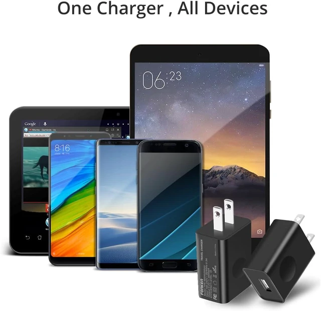 Alt view image 4 of 7 - USB Wall Charger, FONKEN 3Pack 5V 2A Power Adapter Universal Travel Charger | USB Plug Cell Phone Charger Block Cube Compatible with iPhone, iPad, Google Nexus, Samsung, LG, HTC, Moto, Kindle and More
