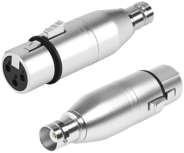 Main image of XLR to BNC Adapter XLR 3 Pin Female to BNC Female Coaxial Analog Video Connector Conversion Extender for Microphone Amplifiers, Speakers, Mixing Console, RF, Audio, Camera (2 Pack)