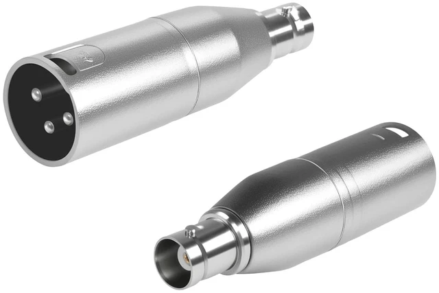 Main image of XLR to BNC Adapter XLR 3 Pin Male to BNC Female Coaxial Analog Video Connector Conversion Extender for Microphone Amplifiers, Speakers, Mixing Console, RF, Audio, Camera (2 Pack)
