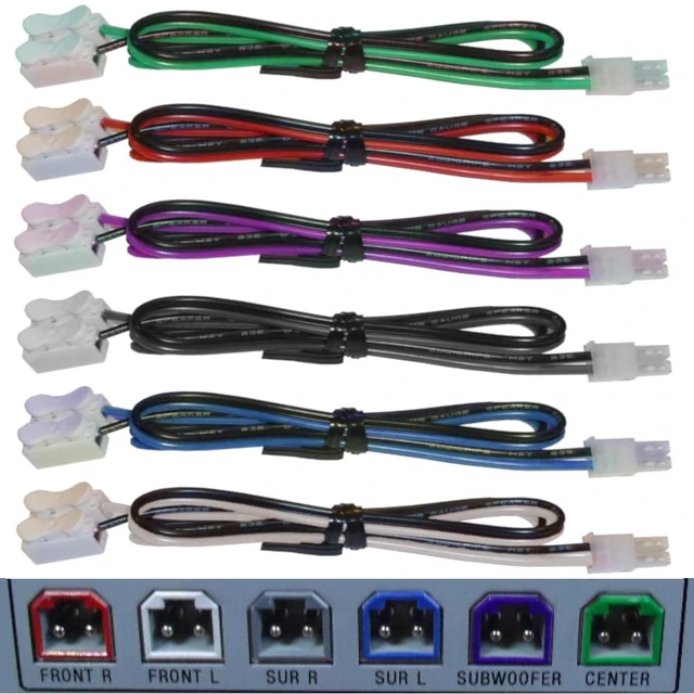 Main image of 6 Home Theater Speaker Cables for Sony Etc / 4.2mm Connectors/Includes Tool-Free Wire Crimp Splices.