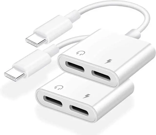 Main image of Dual USB C Headphone and Charger Adapter for iPhone 16 Dual USB C AUX + Charger Dongle Splitter Adapter Compatible with iPhone 16/16 Pro/16 Pro Max/15/15Pro/15Pro Max Support Call+Charging( 2Pack)