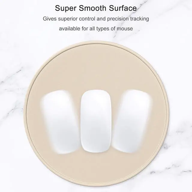 Alt view image 3 of 7 - Hsurbtra Mouse Pad, Premium-Textured Small Round Mousepad 8.7 x 8.7 Inch Beige, Stitched Edge Anti-Slip Waterproof Rubber Pretty Cute Computer Mat for Office Home Gaming Laptop Men Women Kids