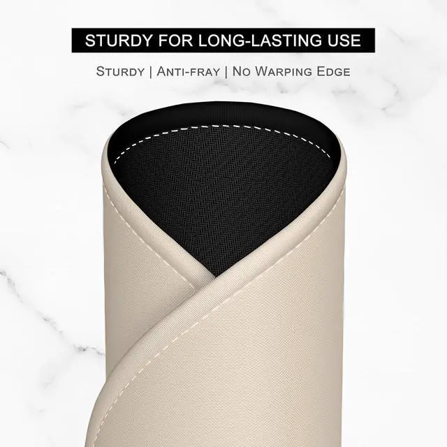 Alt view image 4 of 7 - Hsurbtra Mouse Pad, Premium-Textured Small Round Mousepad 8.7 x 8.7 Inch Beige, Stitched Edge Anti-Slip Waterproof Rubber Pretty Cute Computer Mat for Office Home Gaming Laptop Men Women Kids