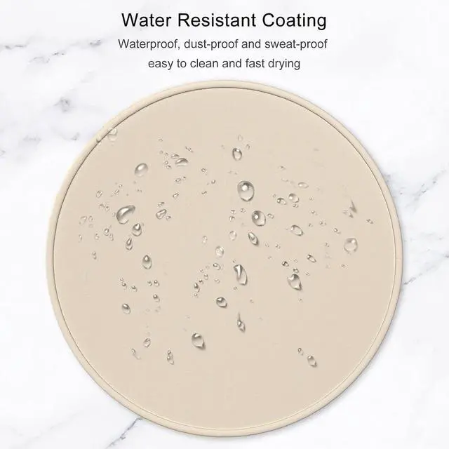 Alt view image 6 of 7 - Hsurbtra Mouse Pad, Premium-Textured Small Round Mousepad 8.7 x 8.7 Inch Beige, Stitched Edge Anti-Slip Waterproof Rubber Pretty Cute Computer Mat for Office Home Gaming Laptop Men Women Kids