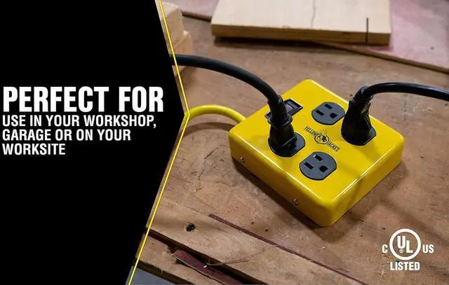 Alt view image 3 of 7 - Yellow Jacket 2177N Metal Power Block with 4 Outlets and Lighted Switch, 4-foot Cord