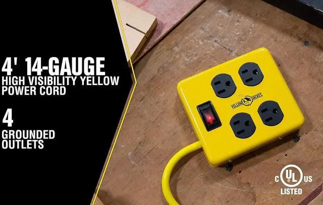 Alt view image 6 of 7 - Yellow Jacket 2177N Metal Power Block with 4 Outlets and Lighted Switch, 4-foot Cord