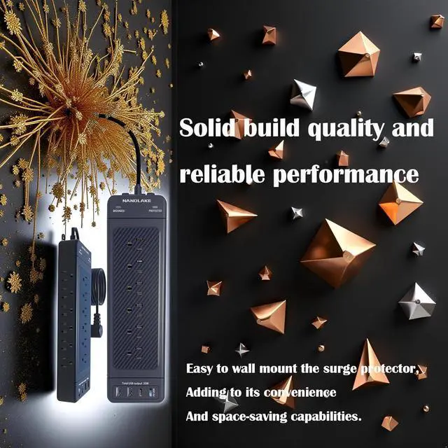 Alt view image 5 of 7 - Surge Protector Power Strip Heavy Duty 10 ft Cord High Joules Protection (4800J)/18AC outlets/USBs (2A+2C PD20W)/1875W/15A,Flat Plug,Commercial,Industrial,Office,Home,College,Black,Insurance Coverage