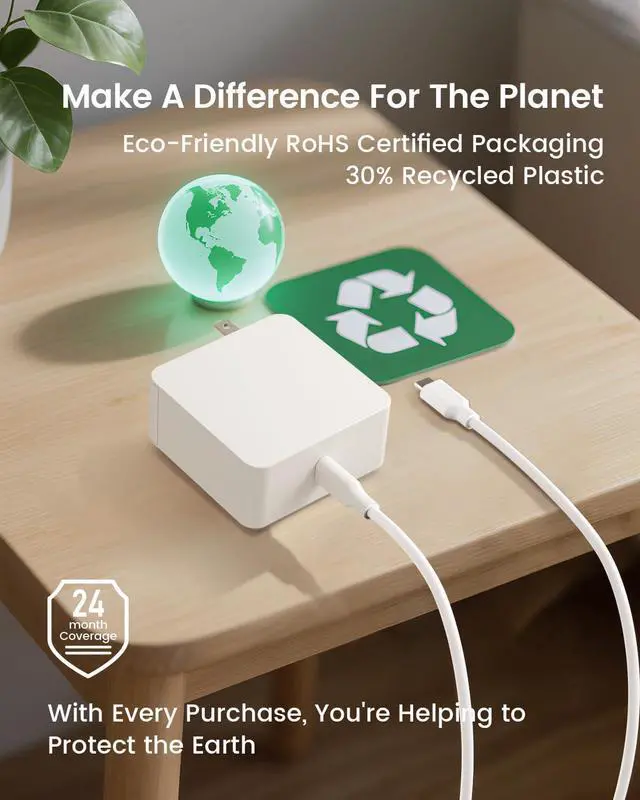 Alt view image 7 of 7 - 65W Type C Laptop Charger Fit for  Galaxy Book  Fast Charging Power Adapter Fit for Galaxy Book Pro 360 NP950QDB NP930QDB NP935QDC 13.3 & 15.6 USB C