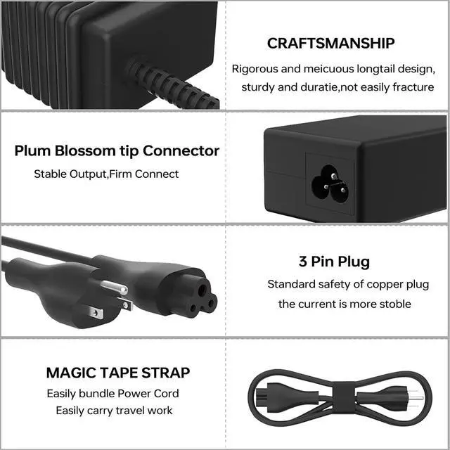 Alt view image 6 of 7 - 45W 19.5V 2.31A Laptop Charger Compatible with HP Pavilion x360 15-f272wm 15-f233wm 15-f211wm 741727-001 740015-001 l25296-001 213349-009 Blue Tip Smart Power AC Adapter