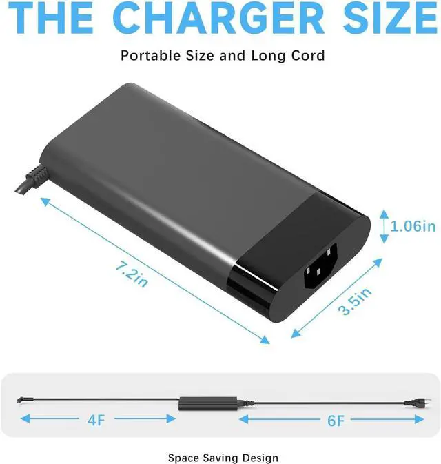 Alt view image 3 of 7 - 230W Charger Compatible with HP Omen 15 16 HP OMEN Transcend,Victus 16 by Gaming Laptop ZBook Fury 16 G8 G9 G10 11.8A AC Adapter