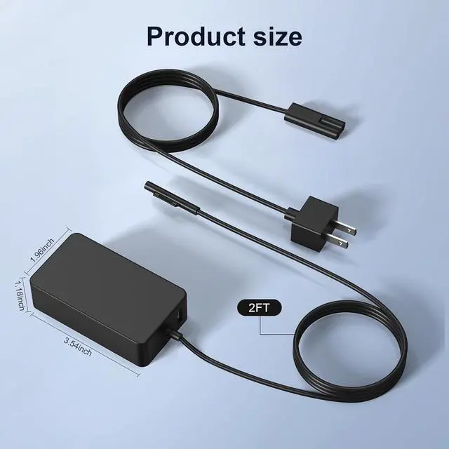 Alt view image 7 of 7 - Surface Pro Charger 65W, Surface Laptop Charger for Microsoft Surface Pro 9/8/7+/7/6/5/4/3 Surface Laptop 5/4/3/2/1/Studio, Surface Book 2/1, Surface Go 3/2/1 Support 44W, 36W,6FT Power Cord